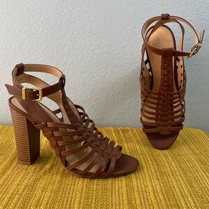 🌱5/$25🌱 Express | Brown Strappy Heeled Sandals | Faux Leather Block Heel